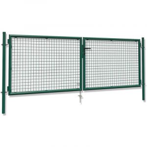 Double wing gates for rod mat fence, green or anthracite