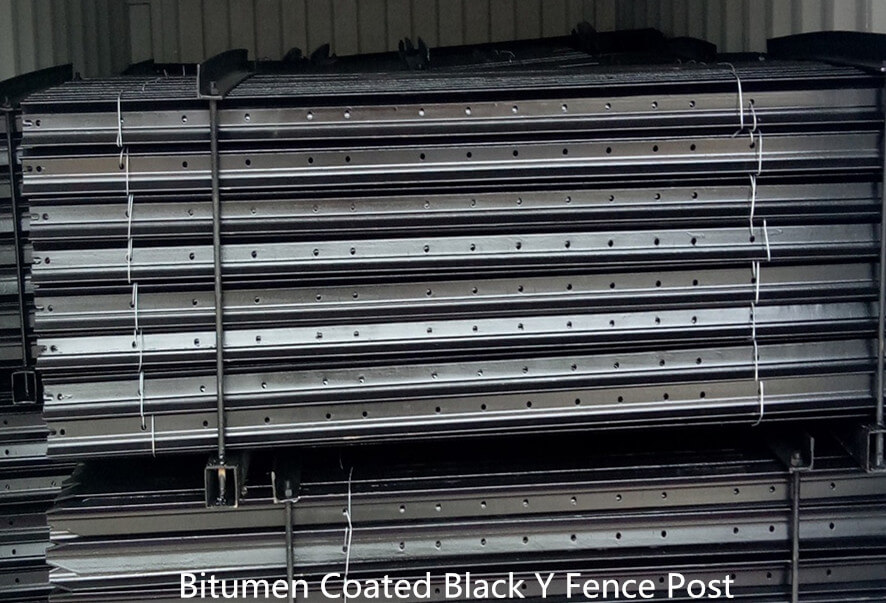 bitumen coated black Y Fence post